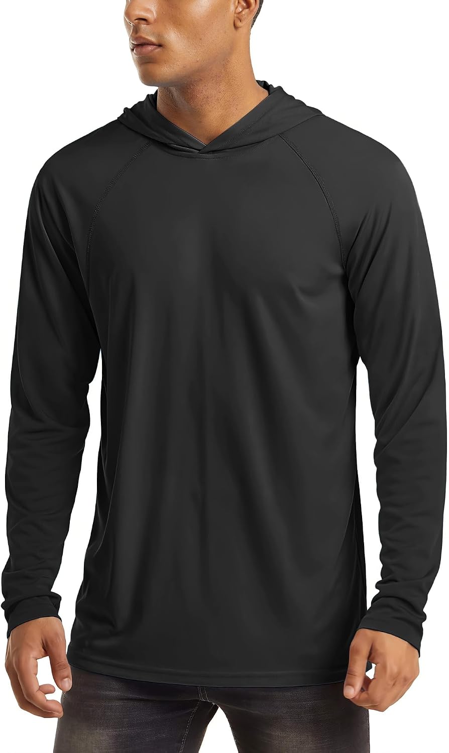 Men's Hooded UPF 50+ Sun Protection T Shirts Long Sleeve Athletic Fishing Shirts Rash Guards