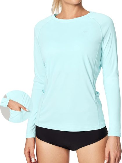 Long Sleeve Workout Tops for Women UPF 50+ Rash Guard Athletic Shirts