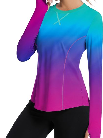 Women UPF 80+ UV Shirts Long Sleeve with Thumb Holes Workout Tops