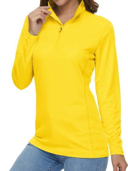 Women's Shirts Long Sleeve 1/4 Zip UPF50+ UV Sun Protection Quick Dry Workout Hiking Athletic Shirts Rash Guard