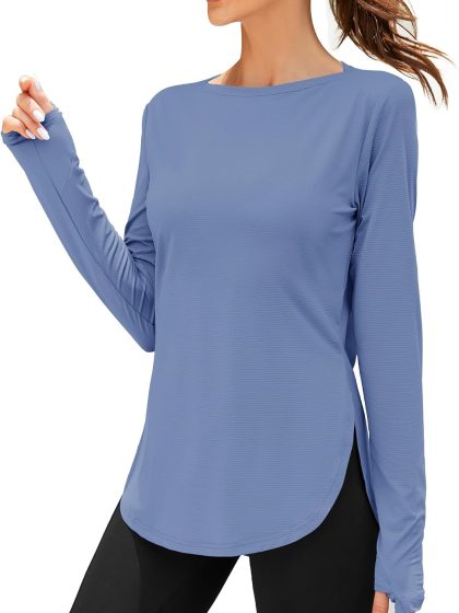 Women's Long Sleeve Sun Shirt UV Protection Workout Tops Lightweight UPF 50+ Golf Gym Hiking Shirts Outdoor Clothing