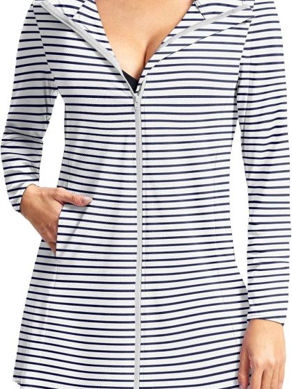 Women's UPF50+ Swim Cover Up Sun Protection Hoodie Long UV Jacket SPF Lightweight Swimsuit Beach Cover Ups for Women
